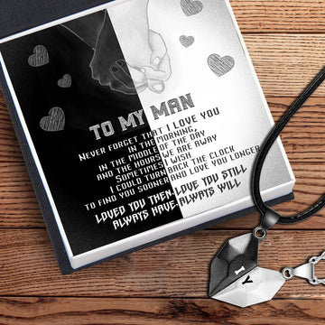 litzzy To My Man - Magnetic Heart - Necklace Custom Love Couple - Necklace Gift Set - Gift For Soulmate, Husband, Boyfriend Jewelry   