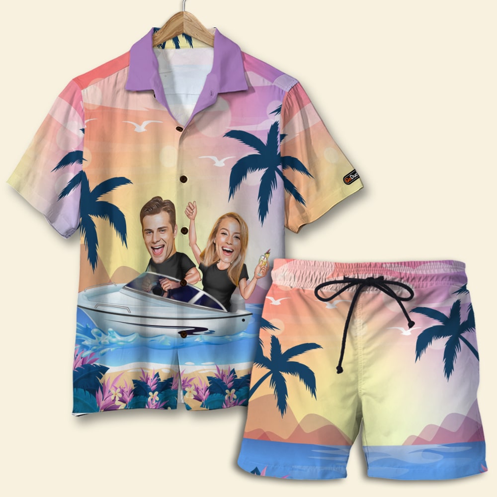 litzzy Custom Couple Hawaiian Shirt and Men Beach Shorts, Gift For Couple Hawaiian Shirt For Men, Woman, Litzzy Aloha Shirt Hawaii Shirt   