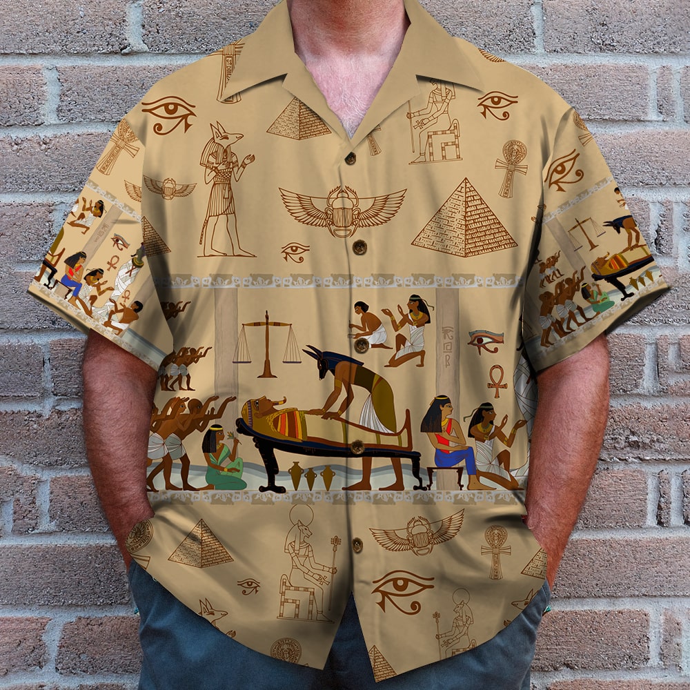 litzzy Egypt Hawaiian Shirt and Men Beach Shorts, Egyptian Pattern Hawaiian Shirt For Men, Woman, Litzzy Aloha Shirt Hawaii Shirt   