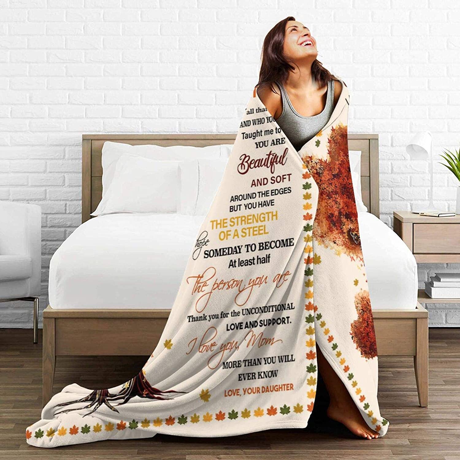 litzzy To My Mom Love Letter Blanket - I am Forever Grateful from Daughter Fleece Throw Blanket Fleece Blanket   