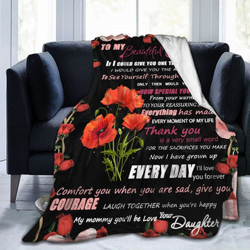 litzzy To My Mom Blankets from Daughter, To My Mom Blankets for Couch Bedroom Positive Encourage and Love Fleece Blanket   