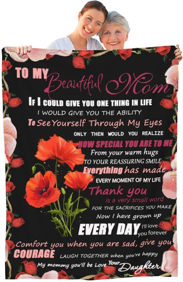 litzzy To My Mom Blankets from Daughter, To My Mom Blankets for Couch Bedroom Positive Encourage and Love Fleece Blanket Fleece Blanket-30x40  