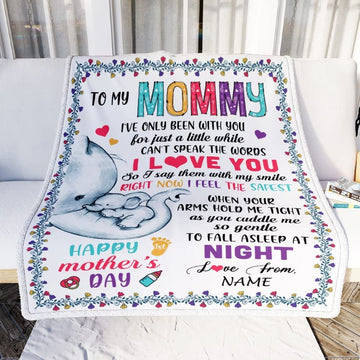 litzzy Personalized to My Mommy First Time Mom Elephant Happy Mothers Day Birthday Christmas Customized Fleece Blanket Fleece Blanket   