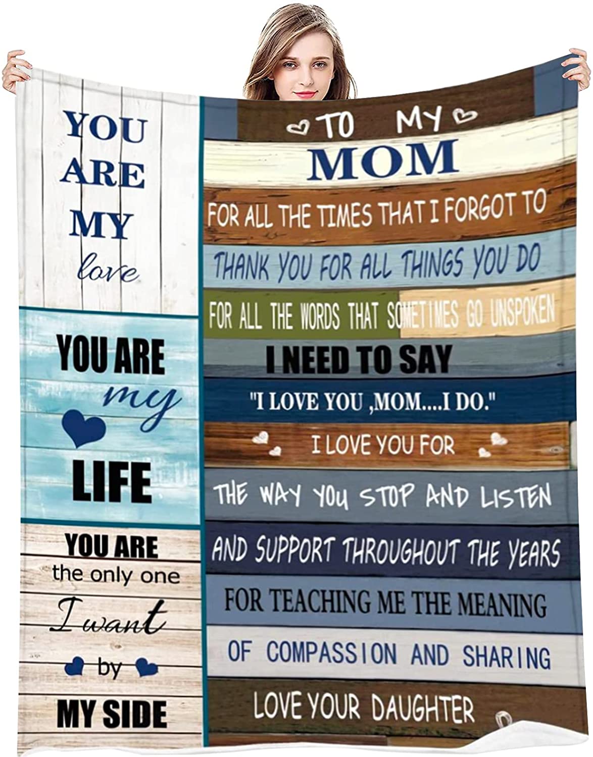 litzzy to My Mom Blanket from Daughter You are My Life - Dear Mom Gift Blankets Air Mail Letter Flannel Blanket Throw Fleece Blanket Fleece Blanket-30x40  