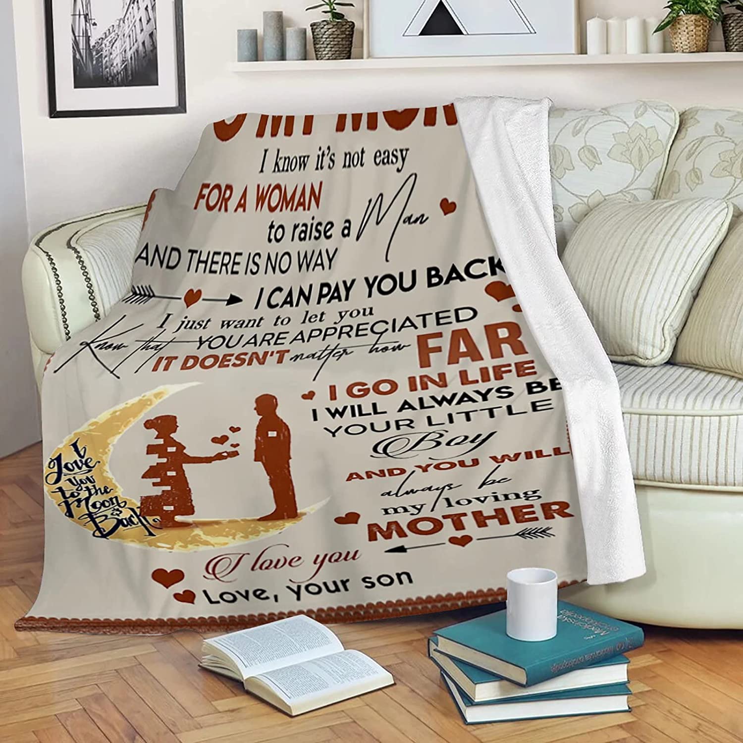 litzzy To My Mom Blanket - Mom Throw Blanket from Son Fleece Blanket Fleece Blanket-30x40  