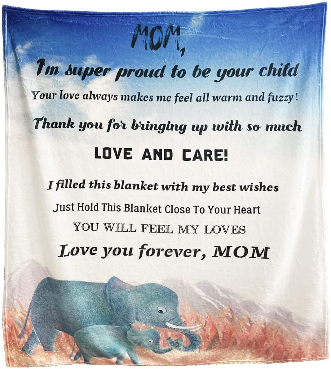litzzy Blanket For Mother's Day - To My Mom Throw Blanket from Son Daughter - Elephant Mom And Elephant Child Blanket Fleece Blanket Fleece Blanket-30x40  