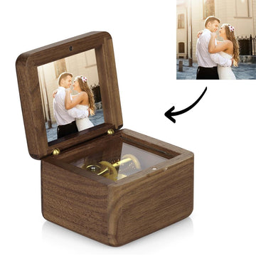 litzzy Personalized Wooden Vintage Photo Music Box Music Box Walnut Canon 