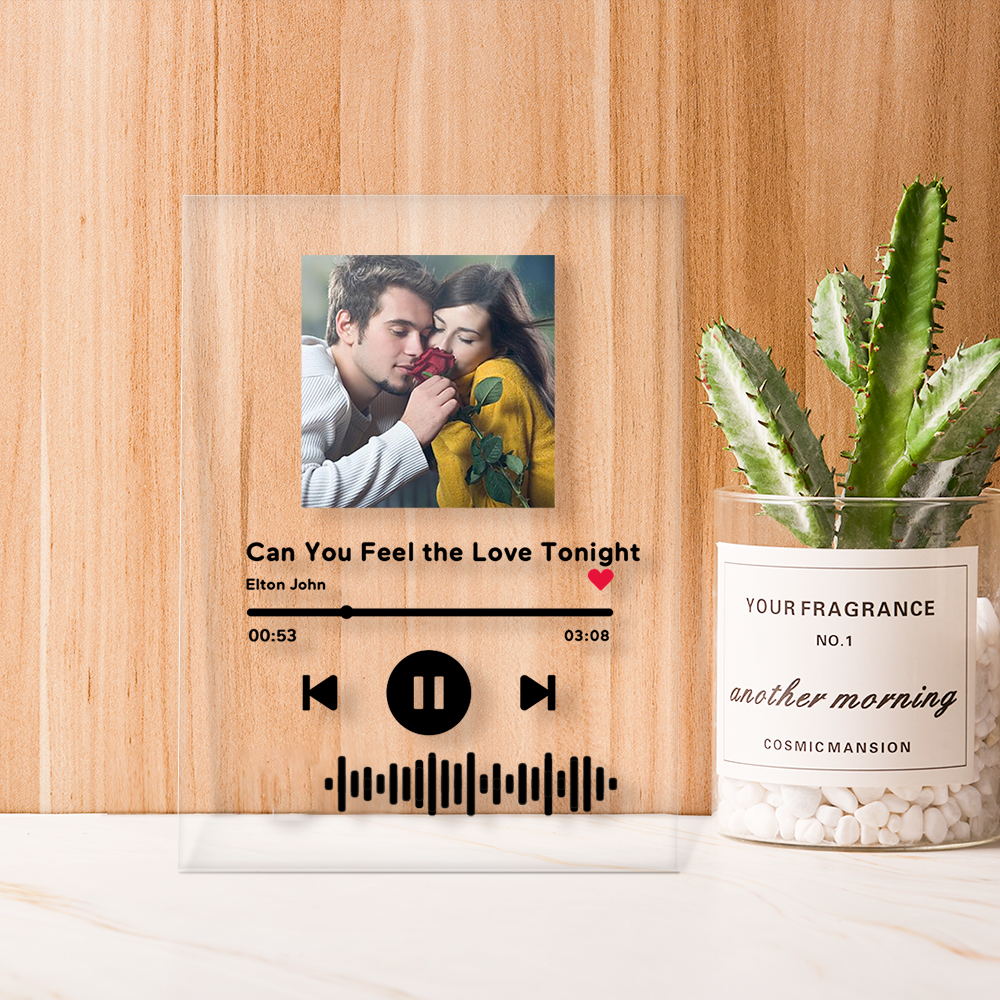 litzzy Personalized Scannable Music Code Acrylic Keychain/ Plaque/ Night Light Acrylic Plaque Plaque-Black-6.3*4.7inch  