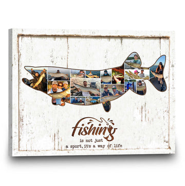 litzzy Muskie Fishing Photo Collage Canvas Gift Canvas Wall Art   