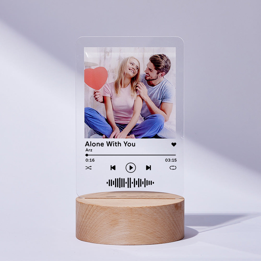 litzzy Custom Scannable Code Acrylic Music Plaque with Wooden Base - 3 Sizes Acrylic Plaque 10*16cm Black 