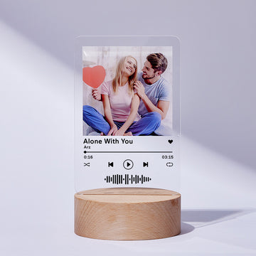 litzzy Custom Scannable Code Acrylic Music Plaque with Wooden Base - 3 Sizes Acrylic Plaque 10*16cm Black 