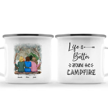 litzzy Camping Gang - Life Is Better Around The Campfire - Enamel Campfire Mug Mug   