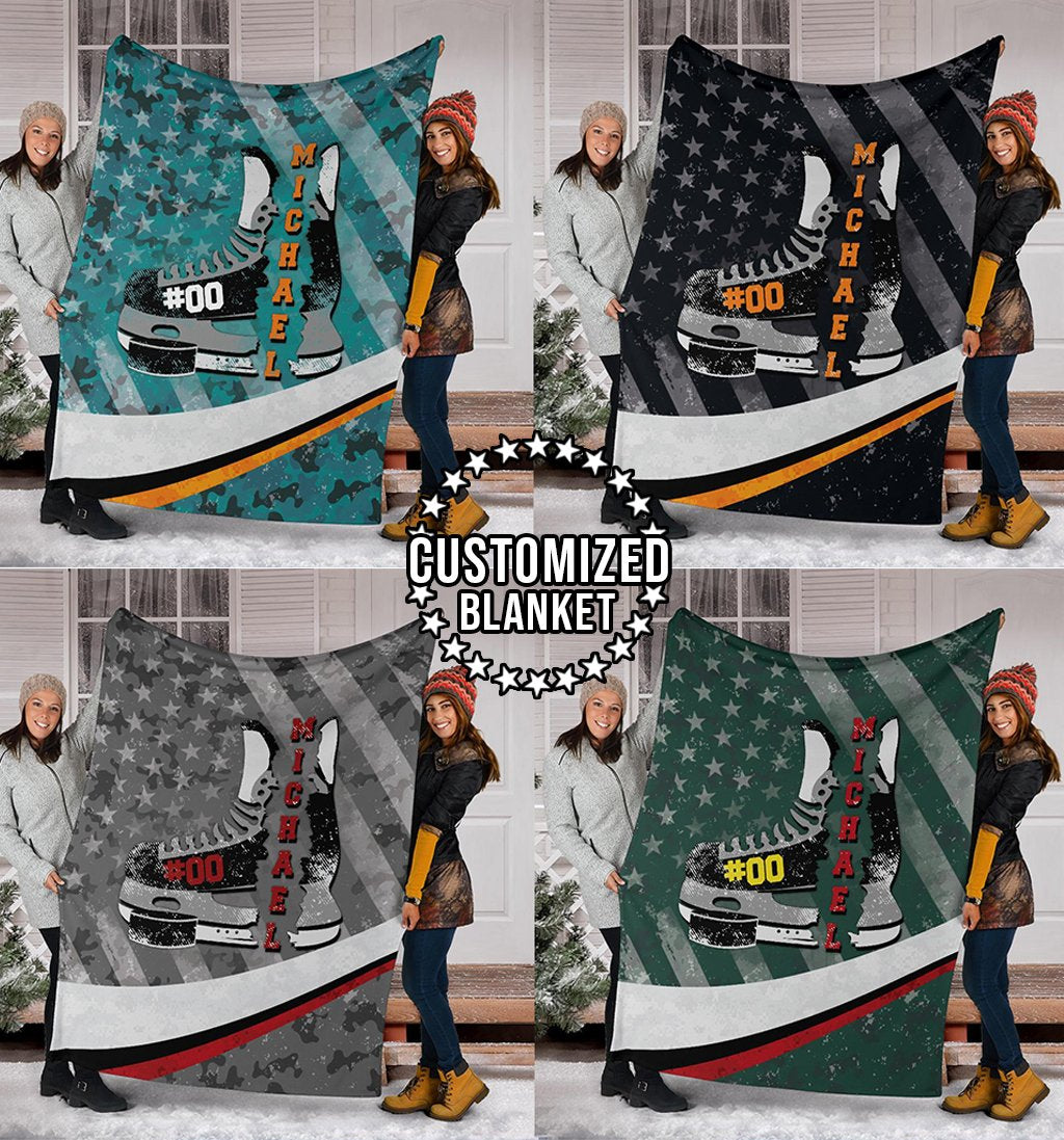 litzzy Personlazied Hockey Crack Fleece Blanket - Lath0911204 Quilt Blanket CUSTOM COLOR 50 X 60 
