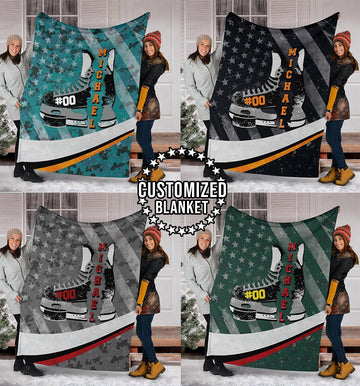 litzzy Personlazied Hockey Crack Fleece Blanket - Lath0911204 Quilt Blanket CUSTOM COLOR 50 X 60 