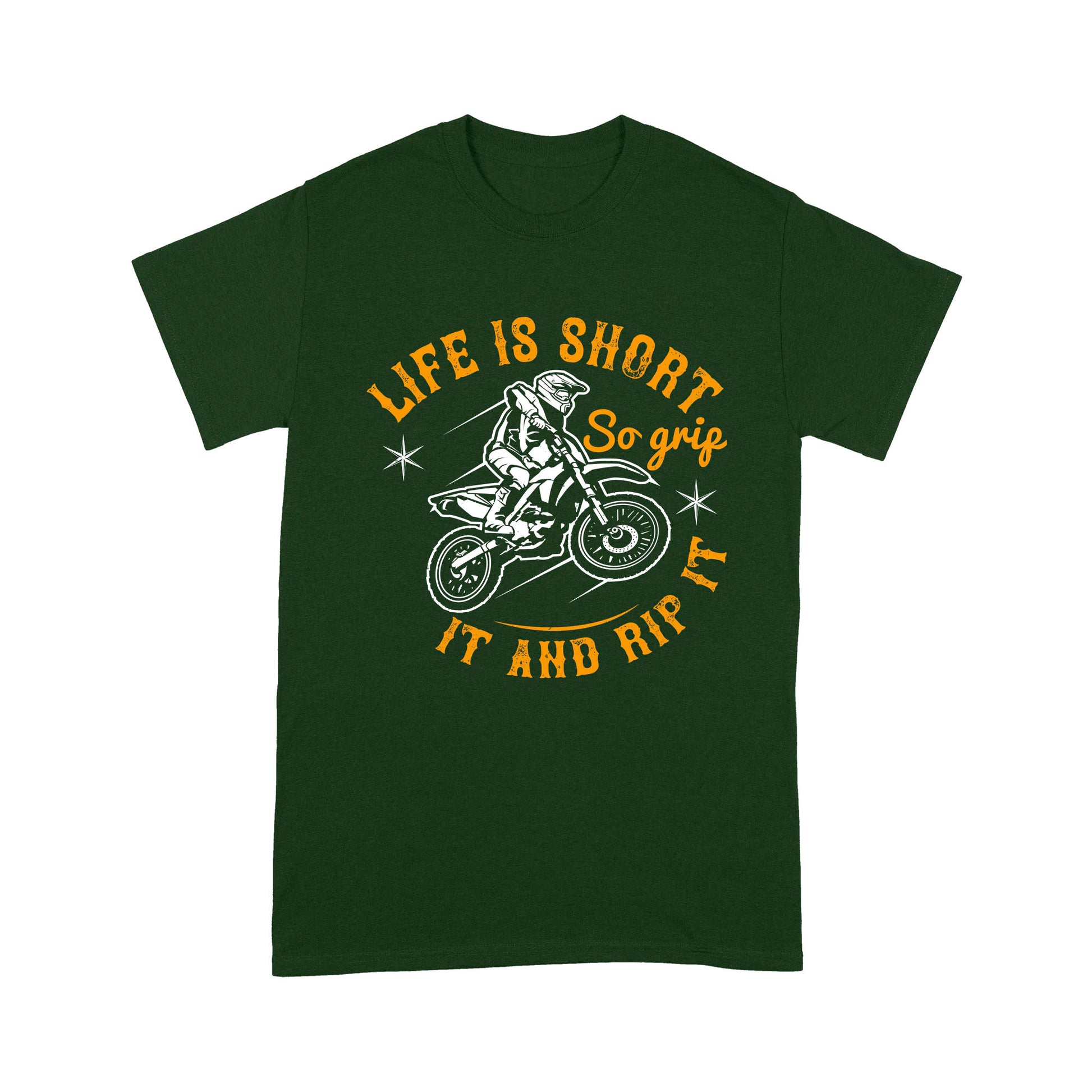 litzzy Life is short, so grip it and rip it- Motorcycle T-Shirt | Made in US T-Shirt S Forest 