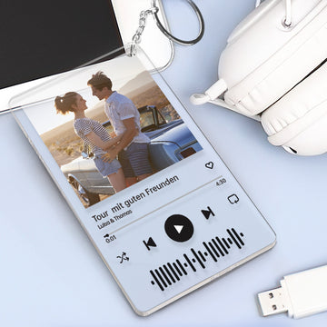 litzzy Personalized Scannable Music Code Acrylic Keychain/ Plaque/ Night Light Acrylic Plaque Chain-Black-1.5*2.5inch  