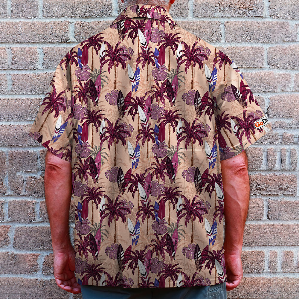 litzzy Surfing Hawaiian Shirt - Custom Palm Trees Background Hawaiian Shirt For Men, Woman, Litzzy Aloha Shirt Hawaii Shirt   