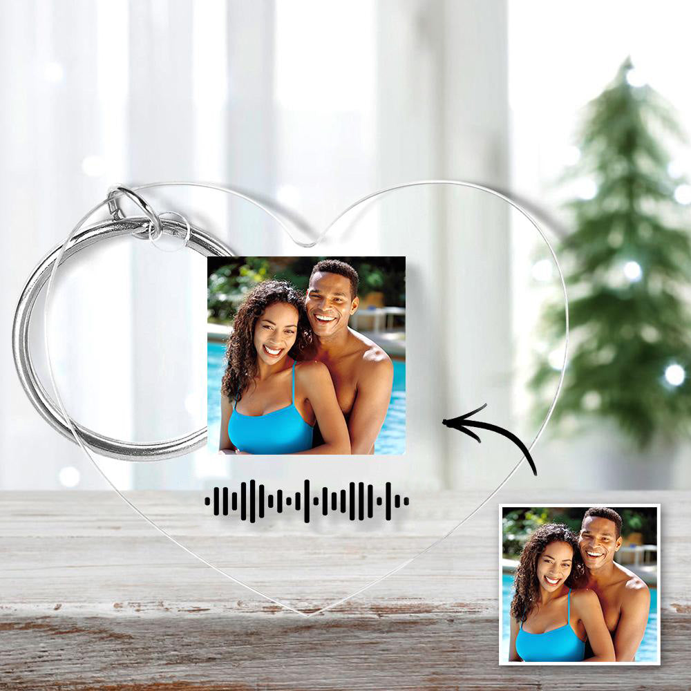 litzzy Personalized Scannable Music Code Acrylic Keychain/ Plaque/ Night Light Acrylic Plaque Chain-Black-2.3*2inch  