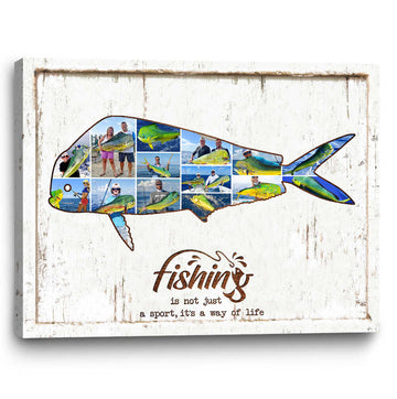 litzzy Mahi Mahi Fishing Photo Collage Canvas Gift Canvas Wall Art   