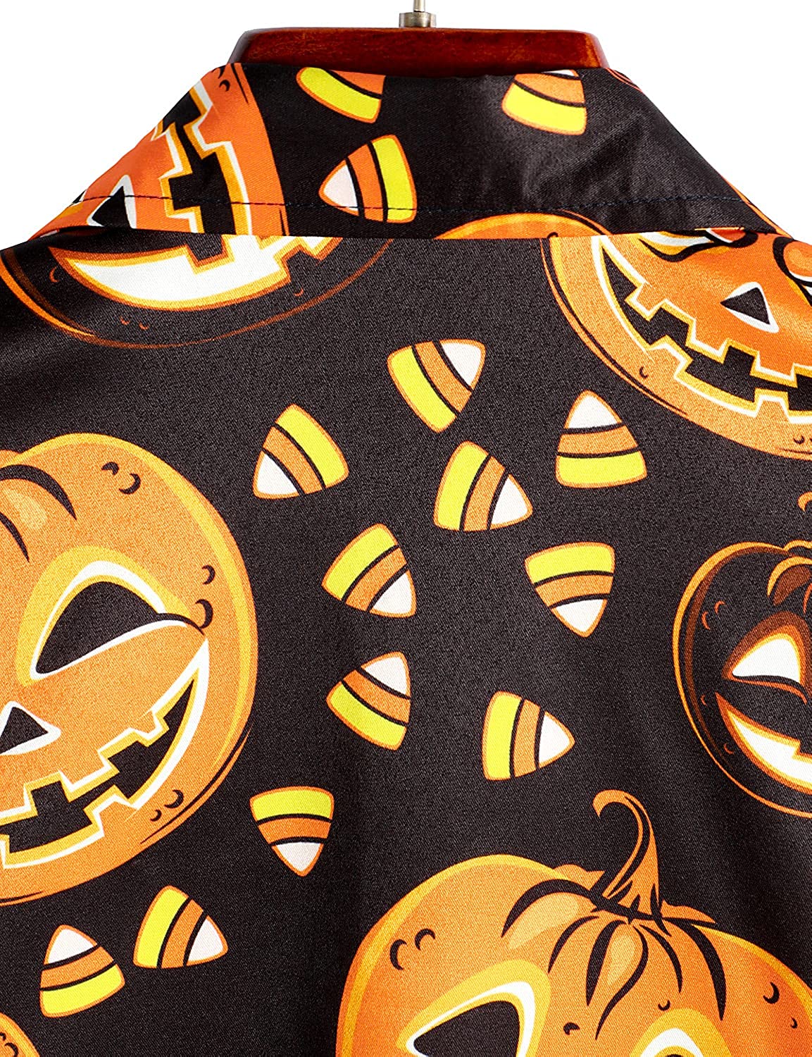litzzy Mens Halloween Pumpkins Button Down Short Sleeve Shirts Casual Skull Shirt, Gift for halloween - Aloha shirt Hawaiian Hawaii Shirt For Summer Hawaii Shirt   