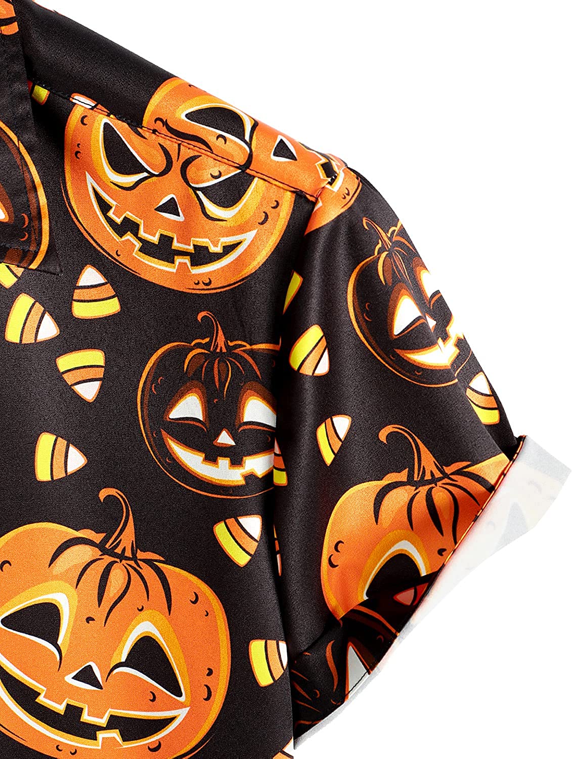 litzzy Mens Halloween Pumpkins Button Down Short Sleeve Shirts Casual Skull Shirt, Gift for halloween - Aloha shirt Hawaiian Hawaii Shirt For Summer Hawaii Shirt   