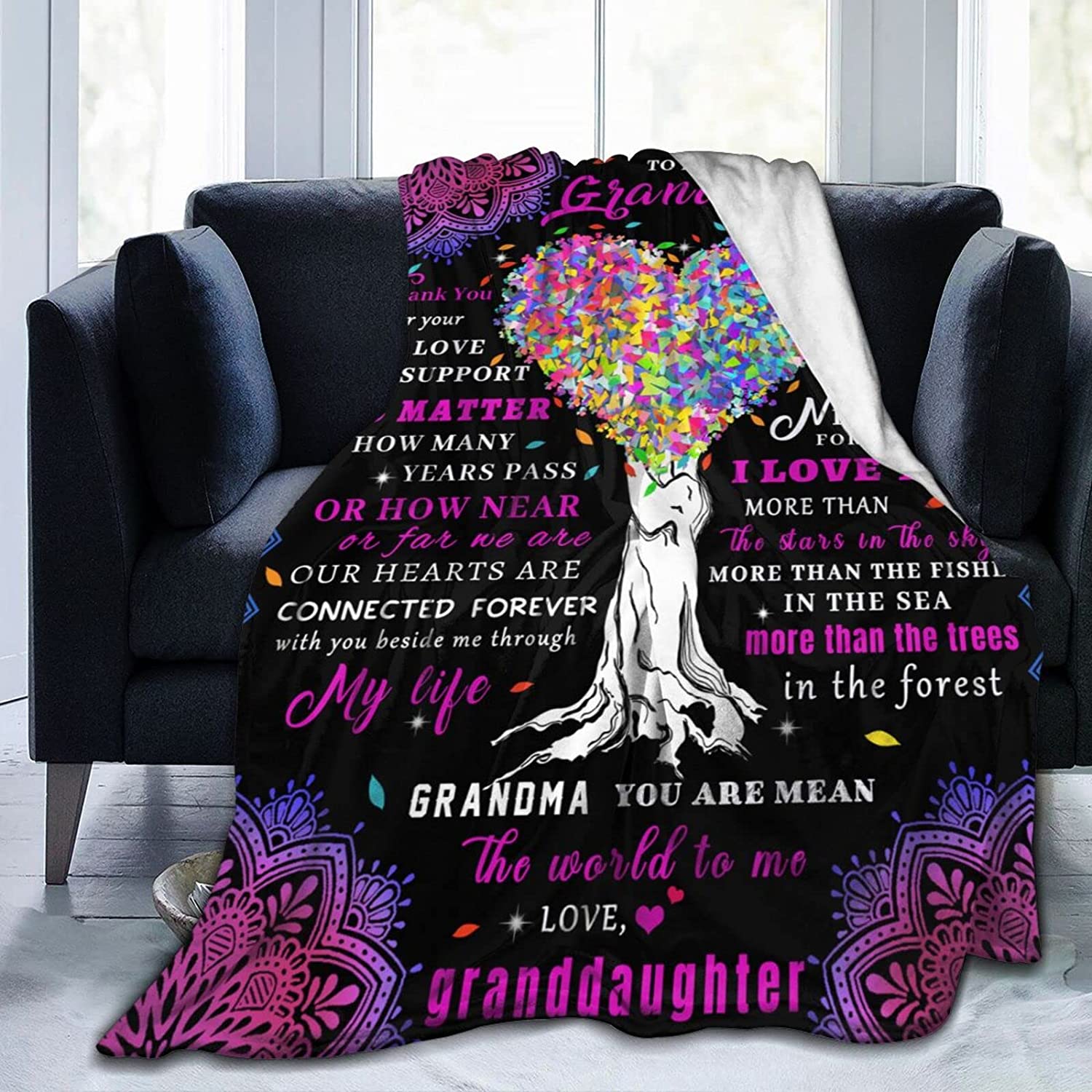 litzzy To My Grandma Blanket Ultra Soft Flannel Throw Blanket Fleece Blanket   