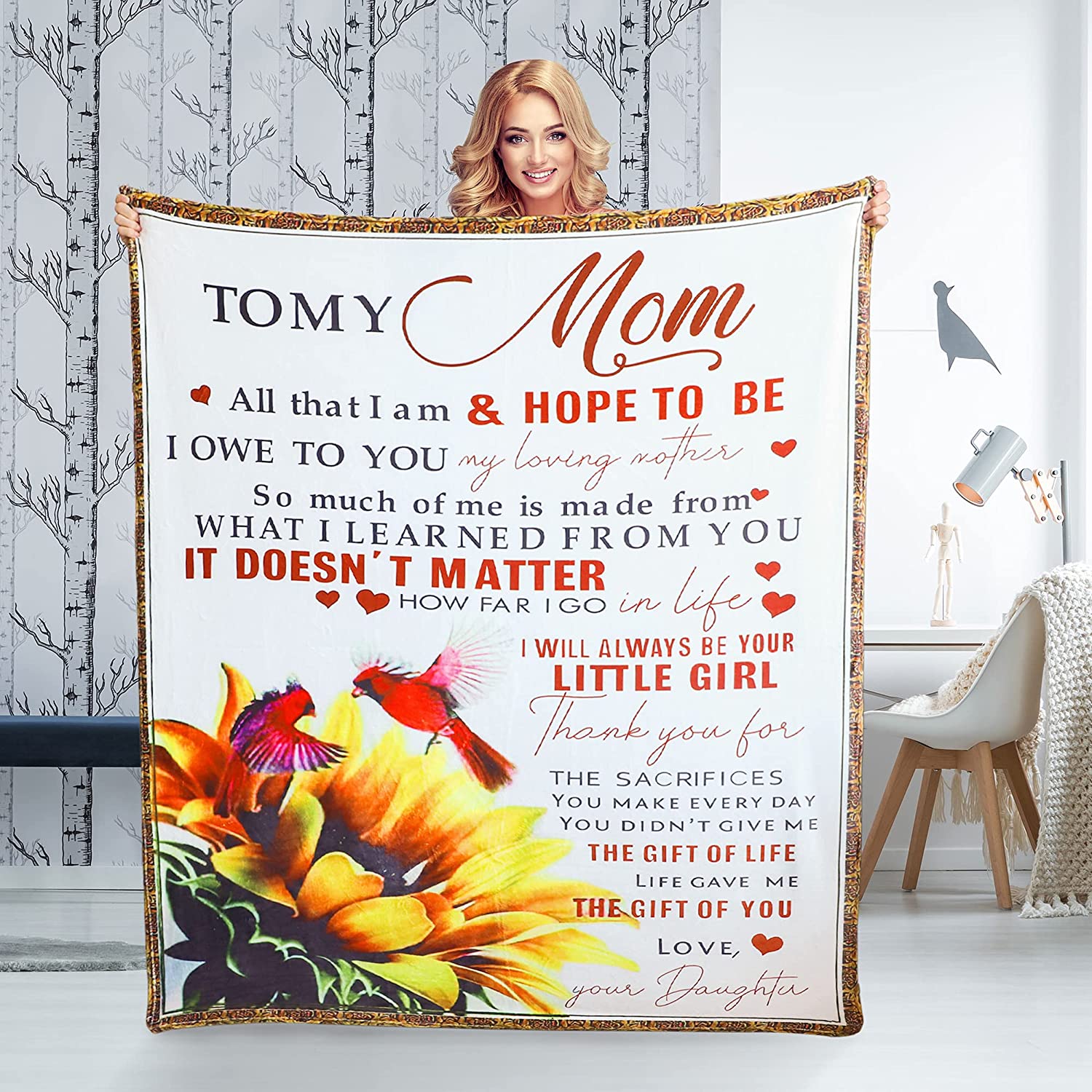 litzzy Mom Daughter Blanket, Fleece Throw Blankets for Mom from Daughter | Romantic Warm Fluffy Sherpa Blanket to My Mom from Daughter Fleece Blanket Fleece Blanket-30x40  