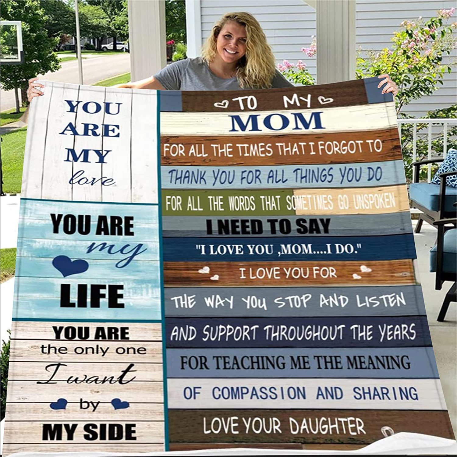 litzzy to My Mom Blanket from Daughter You are My Life - Dear Mom Gift Blankets Air Mail Letter Flannel Blanket Throw Fleece Blanket   