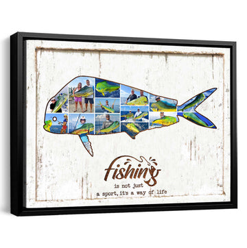 litzzy Mahi Mahi Fishing Photo Collage Canvas Gift Canvas Wall Art   