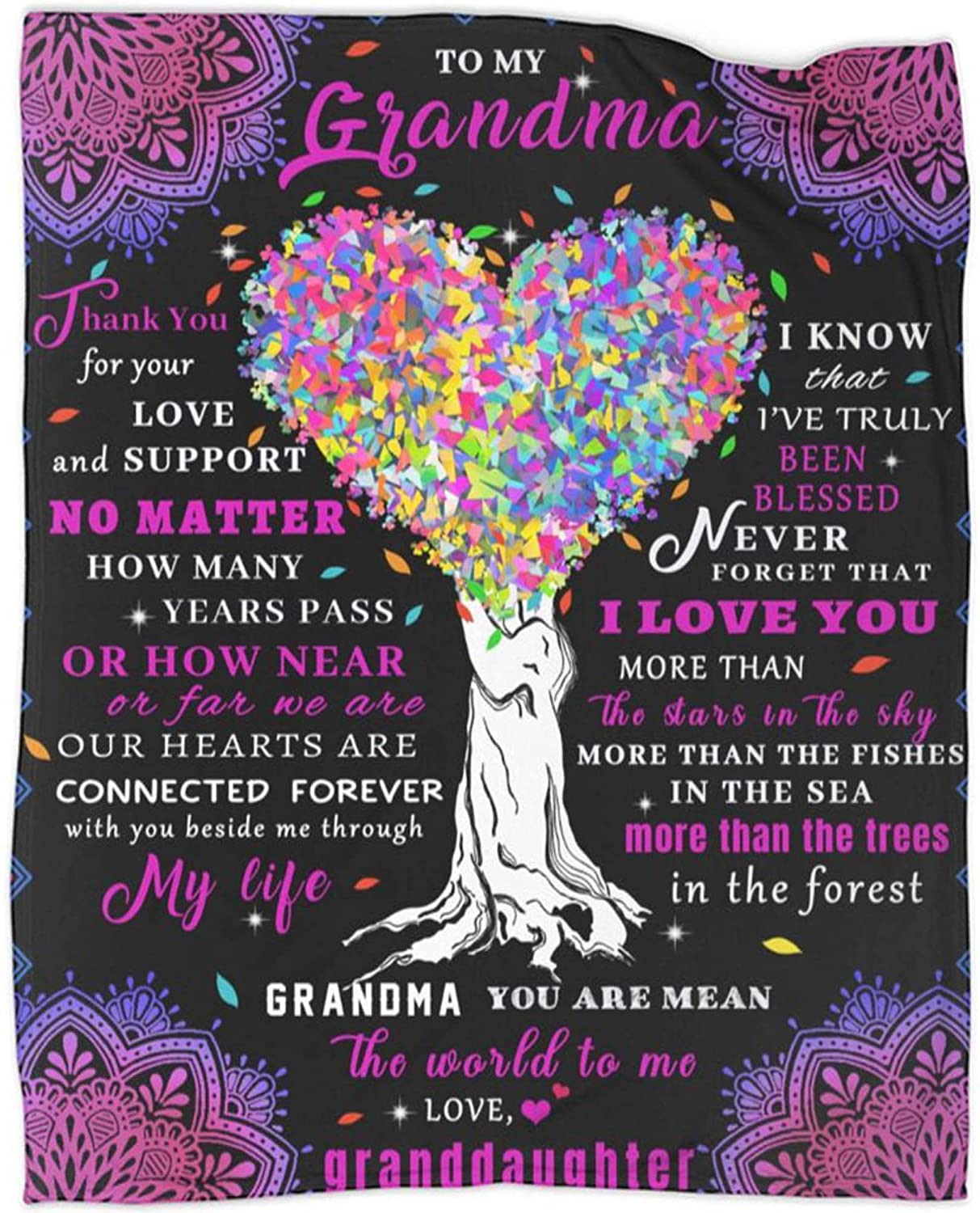 litzzy To My Grandma Blanket Ultra Soft Flannel Throw Blanket Fleece Blanket SMALL FLEECE BLANKET - 30 X 40  