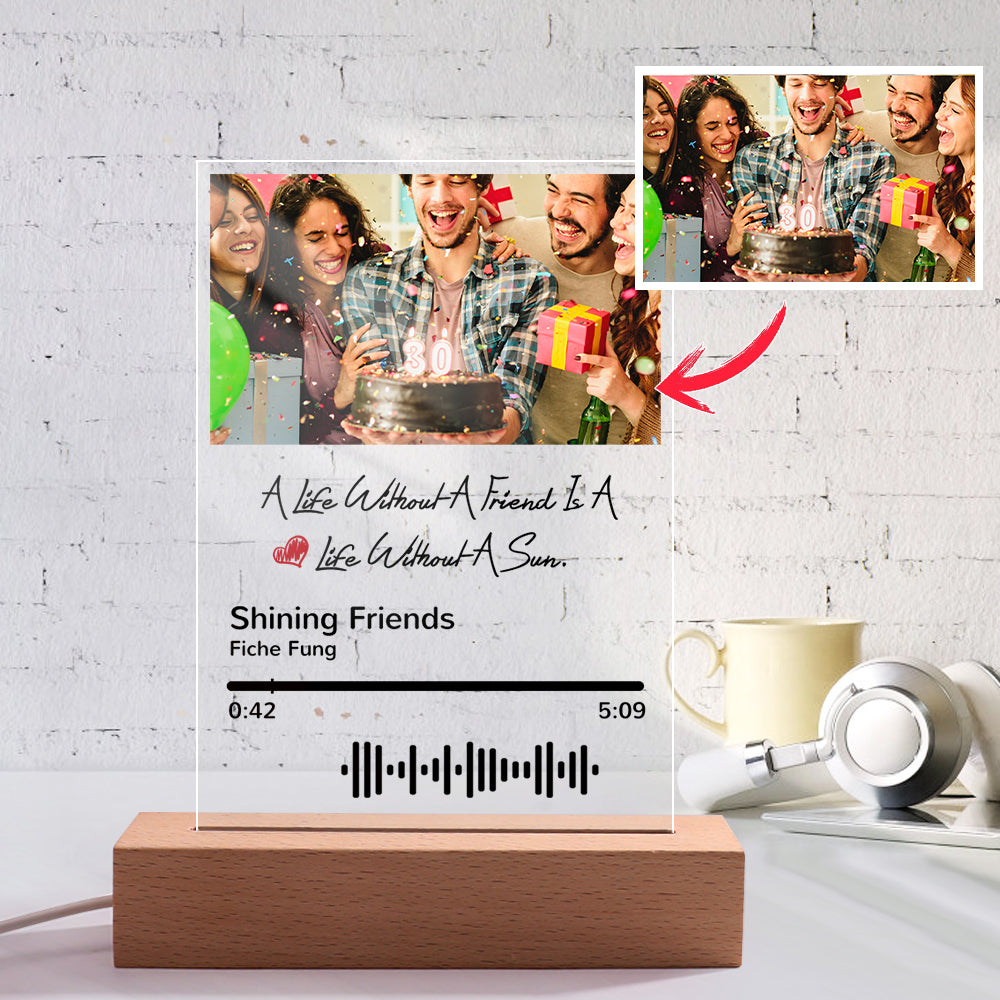 litzzy Personalized Photo Acrylic Scannable Code Song Plaque Night Light Acrylic Plaque Default  