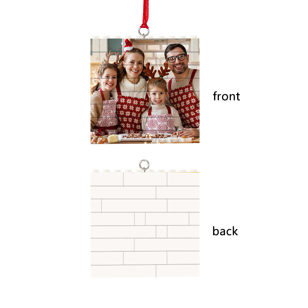 litzzy Personalized Building Brick Puzzle Photo Block Christmas Ornament Building Brick Photo   