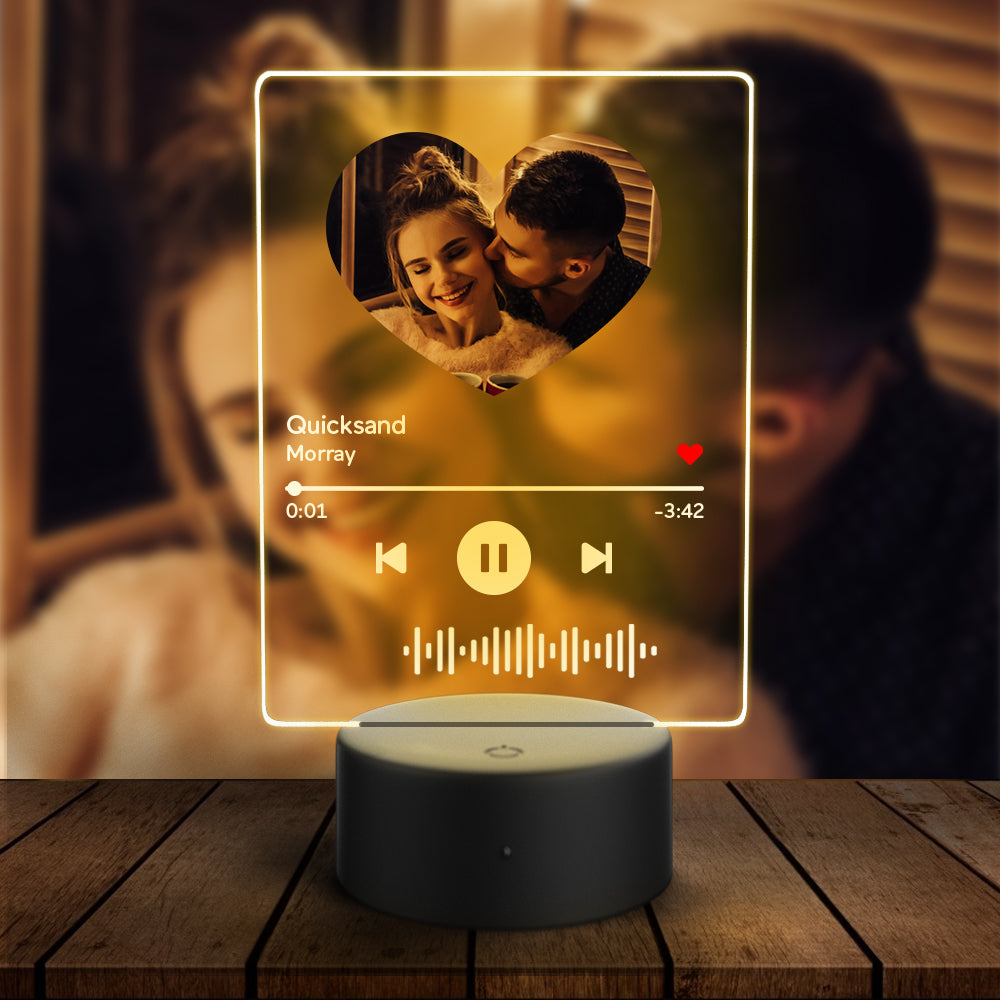 litzzy Personalized Scannable Music Code Acrylic Keychain/ Plaque/ Night Light Acrylic Plaque Night Light 7 Colors-White-4.7*6.8inch-1  