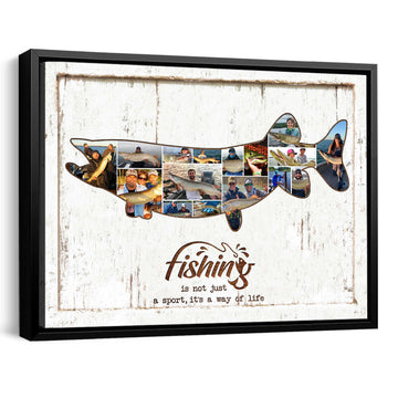 litzzy Muskie Fishing Photo Collage Canvas Gift Canvas Wall Art   