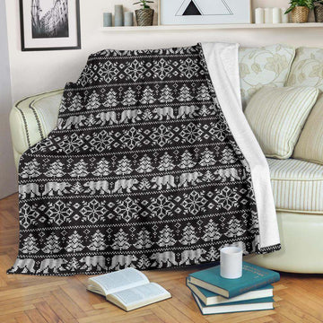 litzzy Fairisle Polar Bear Christmas CL12100455MDF Sherpa Fleece Blanket Sherpa Fleece Blanket   
