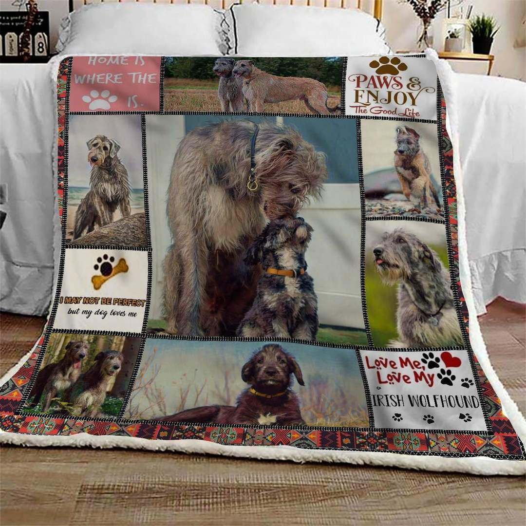 litzzy Irish Wolfhound Enjoy CL10100160MDF Sherpa Fleece Blanket Sherpa Fleece Blanket   