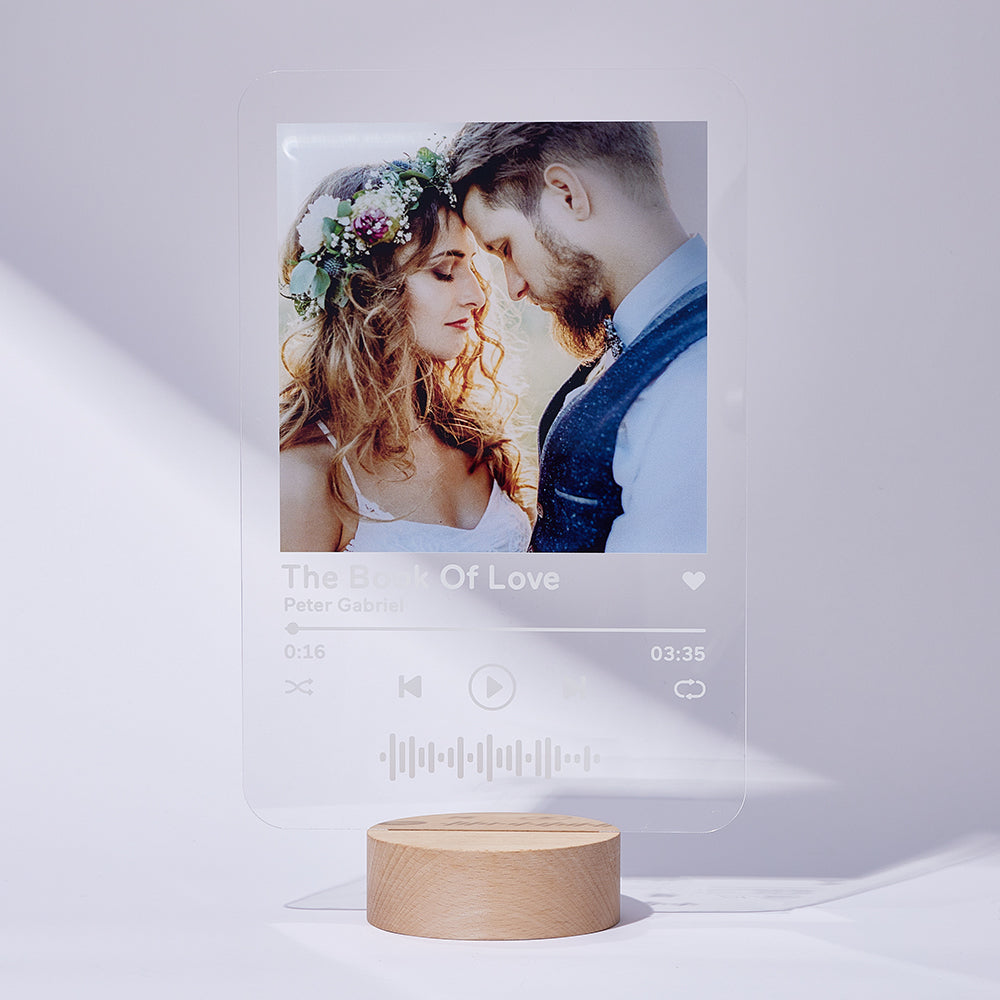 litzzy Custom Scannable Code Acrylic Music Plaque with Wooden Base - 3 Sizes Acrylic Plaque 20*31.5cm White 