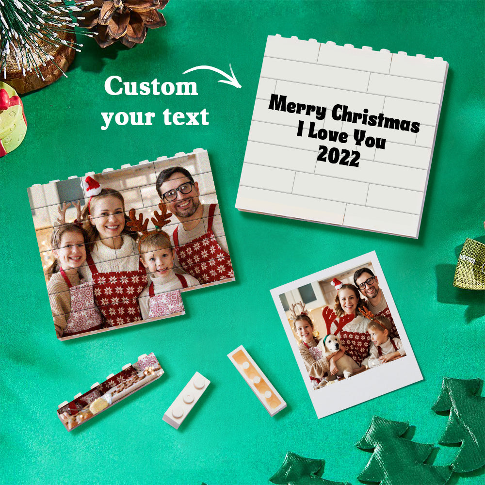 litzzy Personalized Building Brick Puzzle Photo Block Christmas Ornament Building Brick Photo Photo & Text  