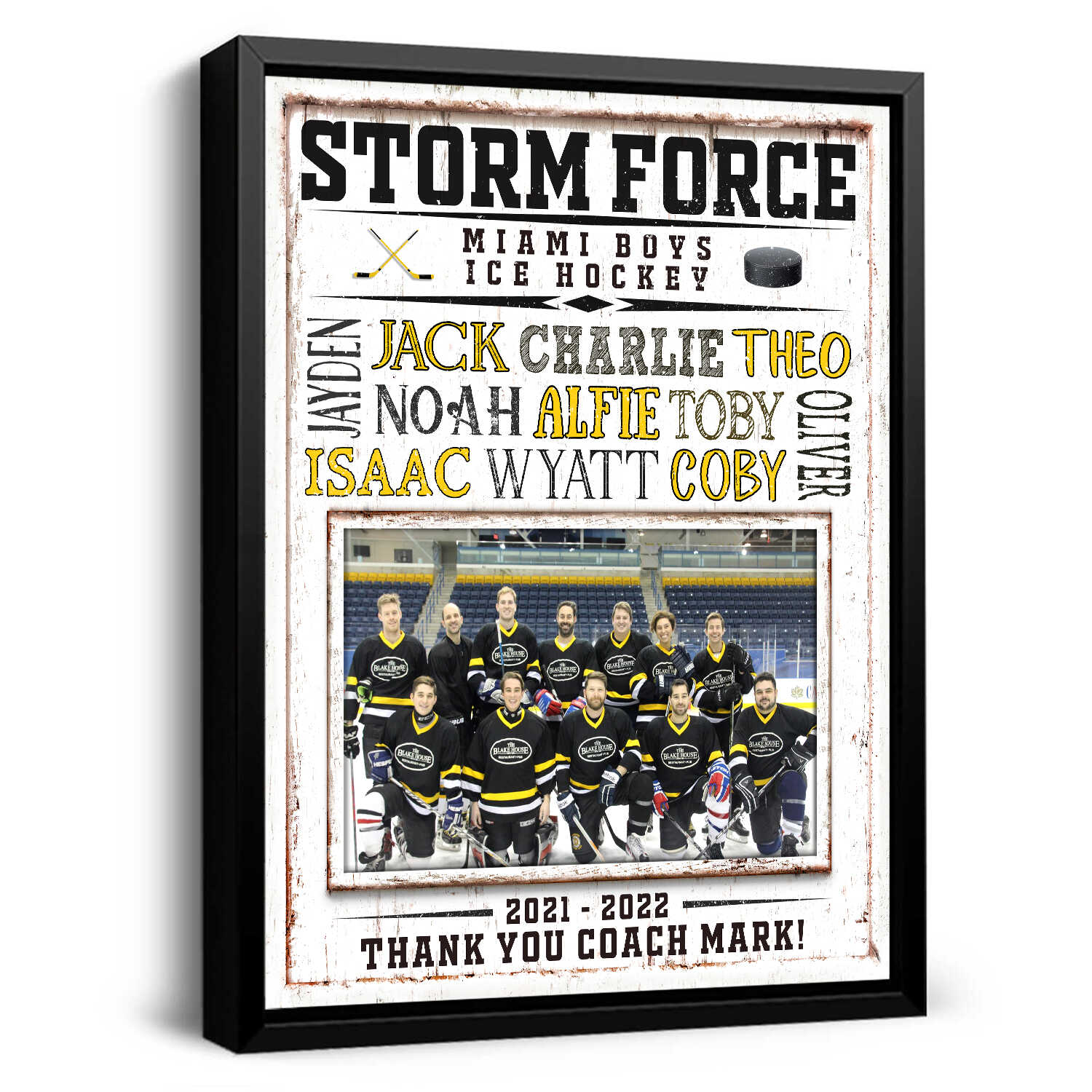 litzzy Hockey Coach Gift, Hockey Team Gift, Custom Printable Hockey Team Photo Gift, Boys Hockey Canvas, End of Season Ice Hockey Gift Canvas Wall Art   