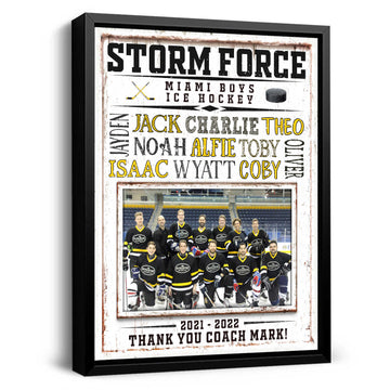 litzzy Hockey Coach Gift, Hockey Team Gift, Custom Printable Hockey Team Photo Gift, Boys Hockey Canvas, End of Season Ice Hockey Gift Canvas Wall Art   