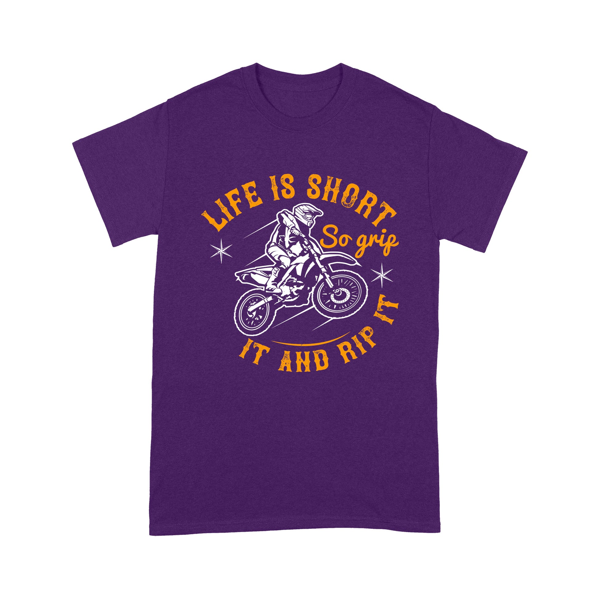 litzzy Life is short, so grip it and rip it- Motorcycle T-Shirt | Made in US T-Shirt S Purple 