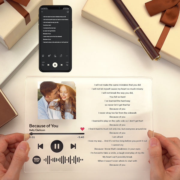 litzzy Personalized Scannable Music Code Acrylic Keychain/ Plaque/ Night Light Acrylic Plaque Thick Acrylic-Black-7.9*5.9inch  