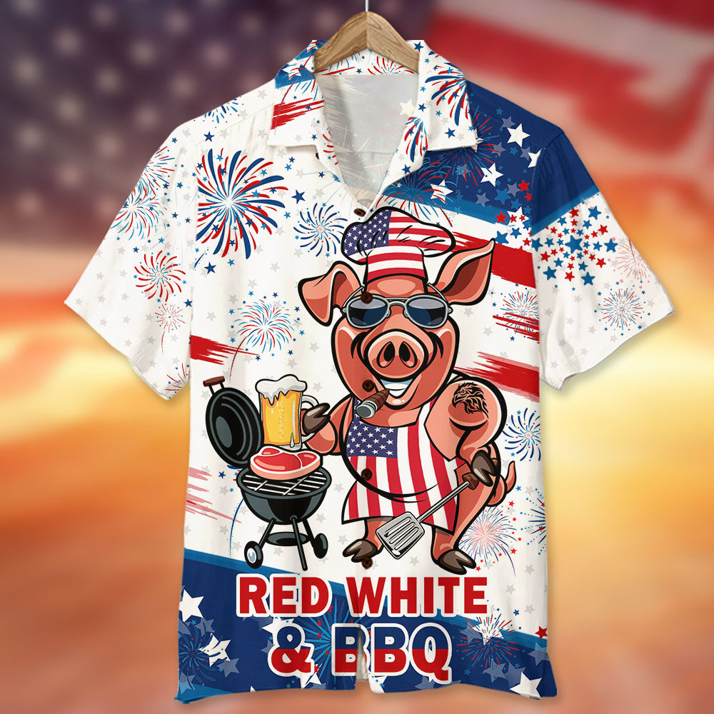 litzzy Red White And BBQ Grill Hawaiian Shirt Hawaiian Shirt For Men, Woman, Litzzy Aloha Shirt Hawaiian Shirt   