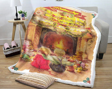 litzzy A Christmas Angel GS LD1110KD Sherpa Fleece Blanket Sherpa Fleece Blanket   