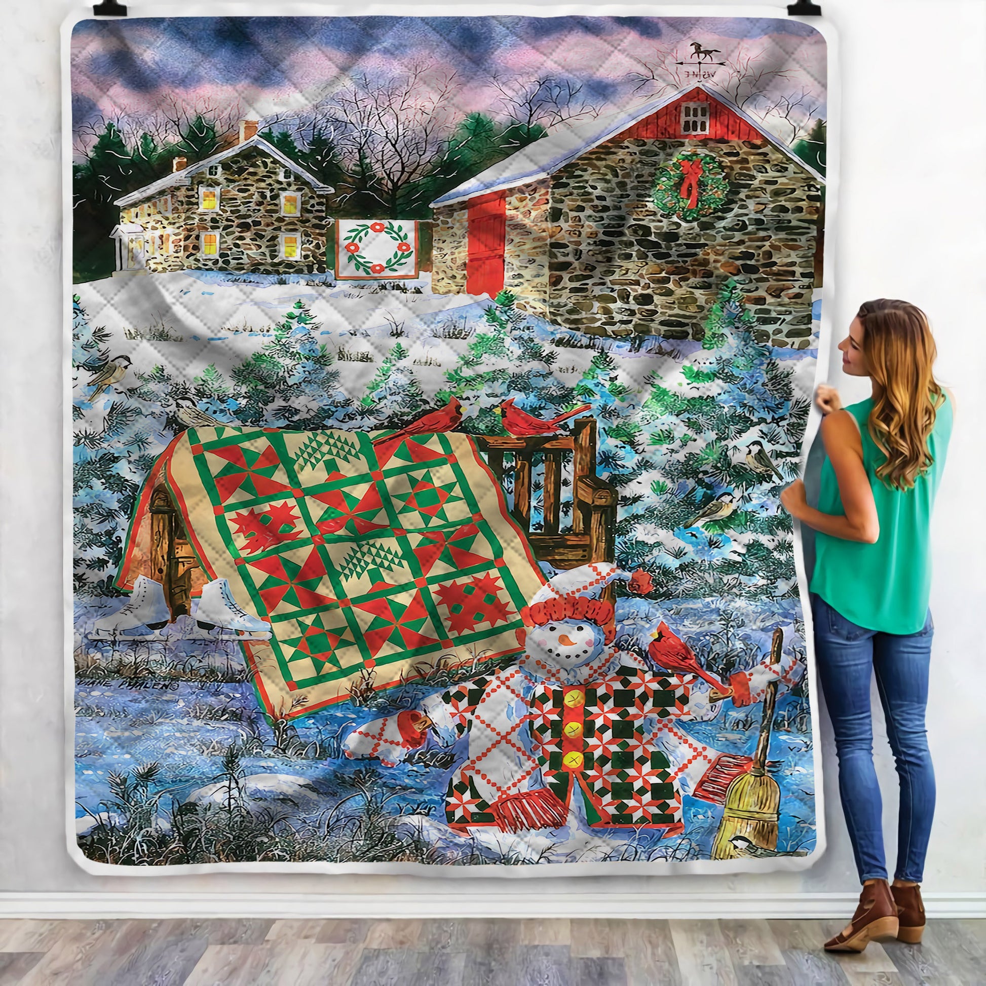 litzzy A Christmas Cheer Snowman NI2910171KL Sherpa Fleece Blanket Sherpa Fleece Blanket   