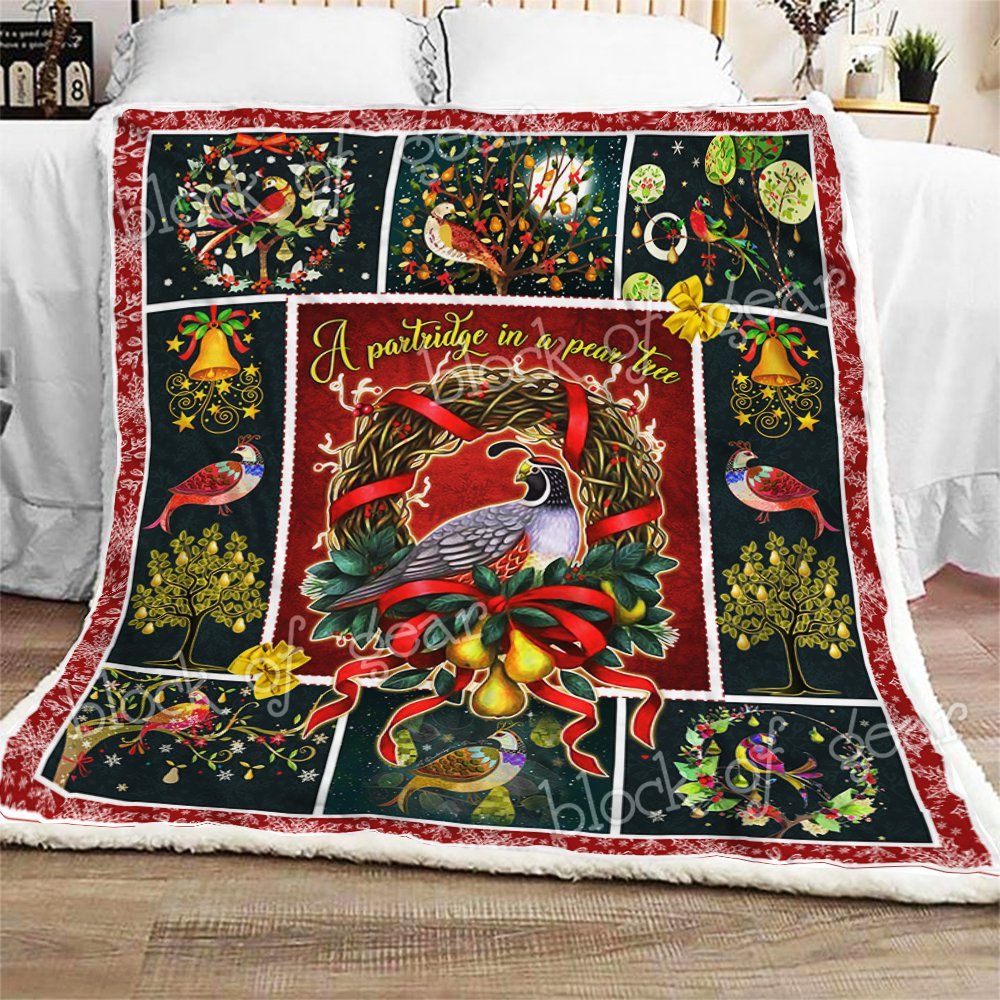 litzzy A Partridge In A Pear Tree Christmas CL270903MDF Sherpa Fleece Blanket Sherpa Fleece Blanket   