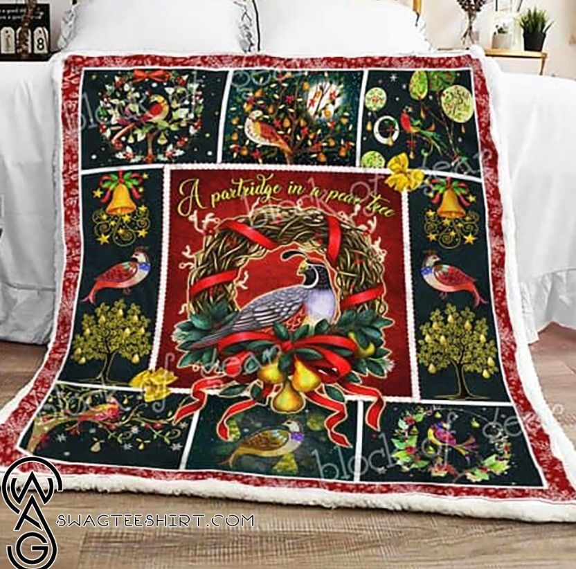 litzzy A Partridge In A Pear Tree Christmas CLA1412981F Sherpa Fleece Blanket Sherpa Fleece Blanket   