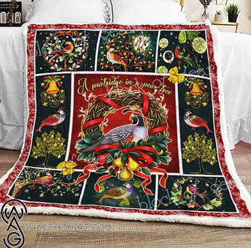 litzzy A Partridge In A Pear Tree Christmas CLA1412981F Sherpa Fleece Blanket Sherpa Fleece Blanket   
