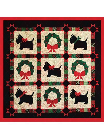 litzzy A Scottie Christmas Greeting CLP0611002Q Fleece Blanket Quilt Blanket   
