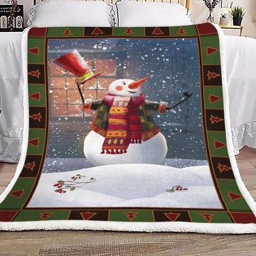 litzzy A Snowman GS-CL-KC0107 Sherpa Fleece Blanket Sherpa Fleece Blanket   